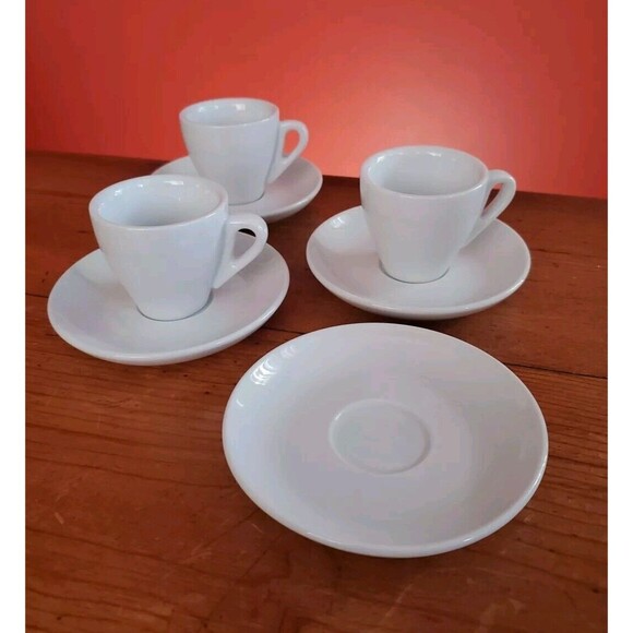 Cuisinox Signature Series Porcelain Espresso 3 Cups 4 Saucers White - Picture 2 of 9